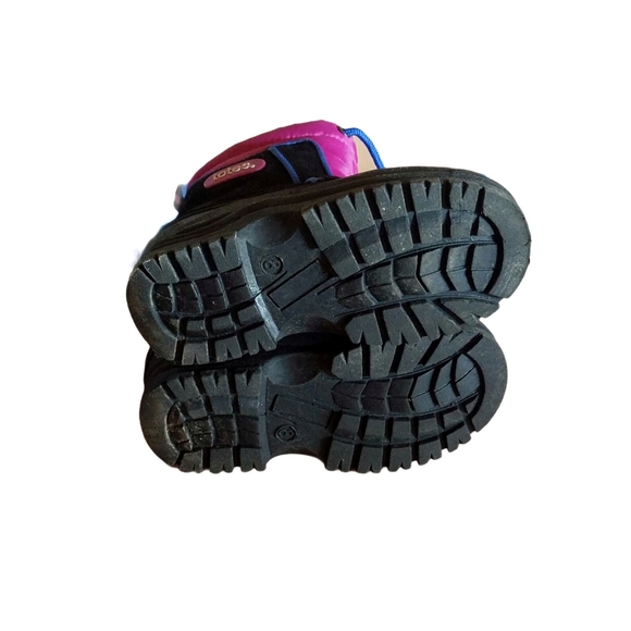 TOTES Girl's Snow boots Balck & Pink Tie Knot Closure Size 8 - Picture 6 of 7